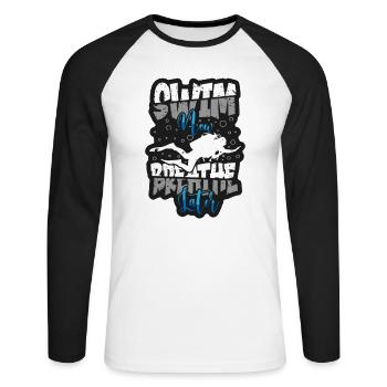 Les nageurs présentent des sports nautiques Natation Plongée - T-shirt baseball manches longues Homme - blanc/noir - Devant - Nik (191cm)