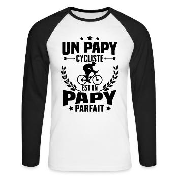 Un papy cycliste est un papy parfait Cadeau - T-shirt baseball manches longues Homme - blanc/noir - Devant - Nik (191cm)