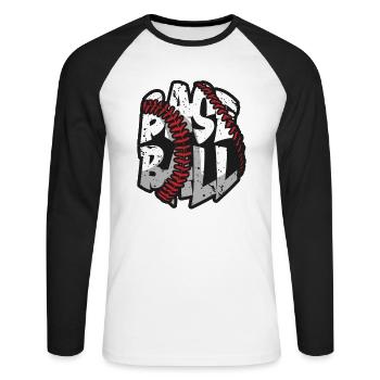 Baseball présent home run joueur de baseball athlète - T-shirt baseball manches longues Homme - blanc/noir - Devant - Nik (191cm)
