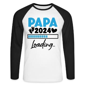 Papa 2024 Loading Annonce Grossesse Futur Papa - T-shirt baseball manches longues Homme - blanc/noir - Devant - Nik (191cm)
