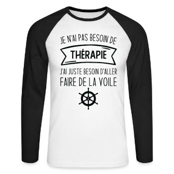 J'ai juste besoin d'aller faire de la voile - T-shirt baseball manches longues Homme - blanc/noir - Devant - Nik (191cm)