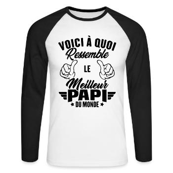 Voici à quoi ressemble le meilleur papi du monde - T-shirt baseball manches longues Homme - blanc/noir - Devant - Nik (191cm)
