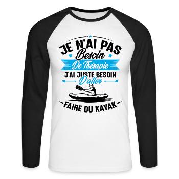 Cadeau j'ai juste besoin d'aller faire du kayak - T-shirt baseball manches longues Homme - blanc/noir - Devant - Nik (191cm)