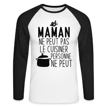 Si maman ne peut pas le cuisiner personne ne peut - T-shirt baseball manches longues Homme - blanc/noir - Devant - Nik (191cm)