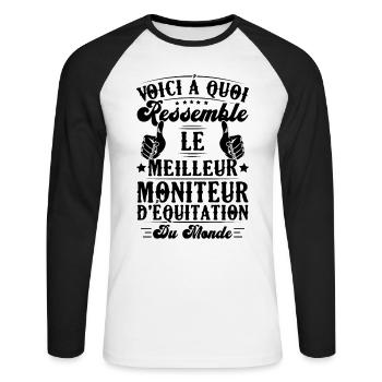 Le meilleur moniteur d'équitation du monde - T-shirt baseball manches longues Homme - blanc/noir - Devant - Nik (191cm)