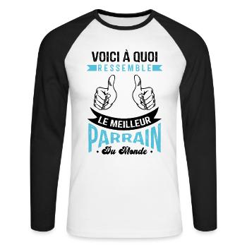 Voici à quoi ressemble le meilleur parrain - T-shirt baseball manches longues Homme - blanc/noir - Devant - Nik (191cm)
