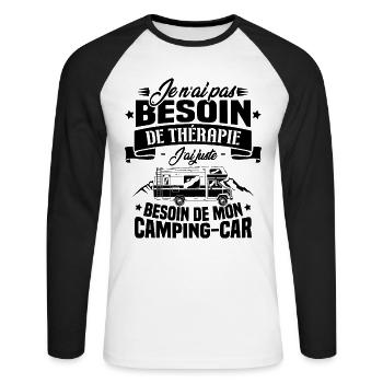 Pas besoin de thérapie, besoin de mon camping-car - T-shirt baseball manches longues Homme - blanc/noir - Devant - Nik (191cm)