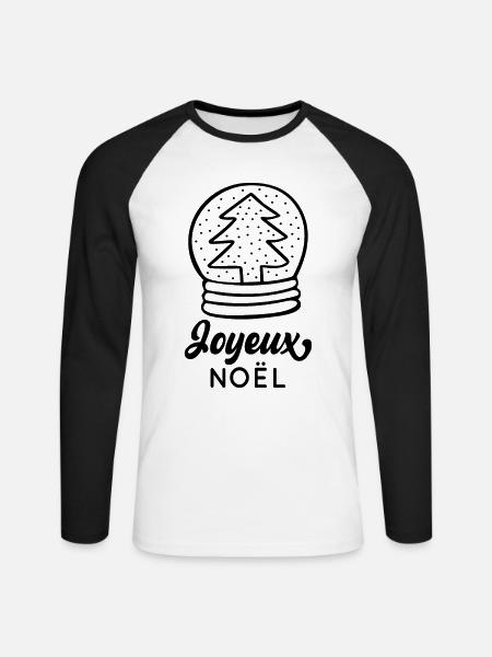 Joyeux Noël - T-shirt baseball manches longues Homme - blanc/noir