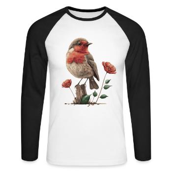 Robin - Unisex Long Sleeve Baseball T-Shirt - white/black - Front - Nik (191cm)