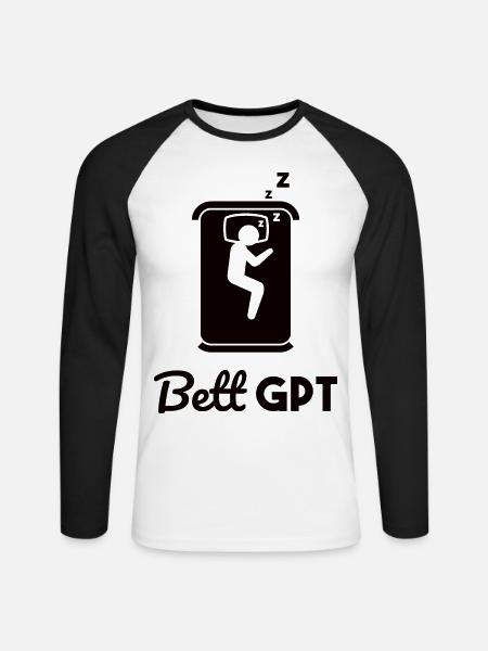 Bett GPT KI Geschenk - Unisex Baseballshirt langarm - Weiß/Schwarz