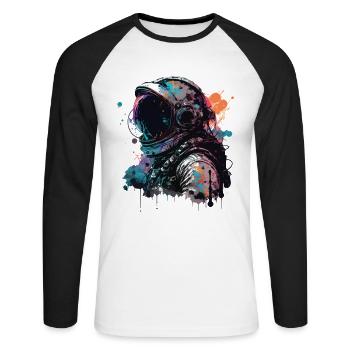 Gothic Astronaut - Unisex Long Sleeve Baseball T-Shirt - white/black - Front - Nik (191cm)