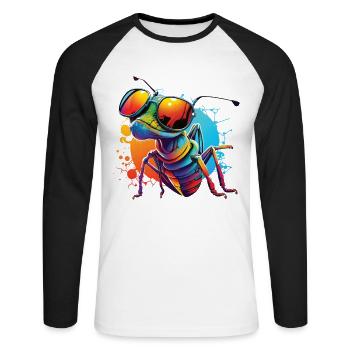 Fourmi avec lunettes de soleil Rainbow Ant lunettes de soleil - T-shirt baseball manches longues Homme - blanc/noir - Devant - Nik (191cm)