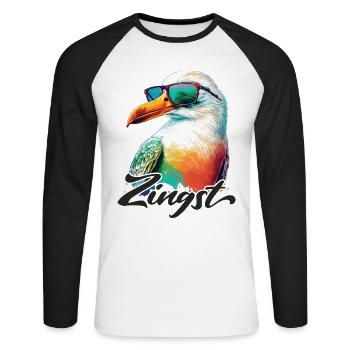 Zingst holiday cool colorful seagull with sunglasses - Unisex Long Sleeve Baseball T-Shirt - white/black - Front - Nik (191cm)