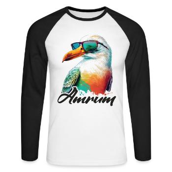 Amrum vacances mouette colorée fraîche avec des lunettes de soleil - T-shirt baseball manches longues Homme - blanc/noir - Devant - Nik (191cm)