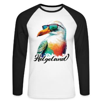 Heligoland holiday cool colorful seagull with sunglasses - Unisex Long Sleeve Baseball T-Shirt - white/black - Front - Nik (191cm)