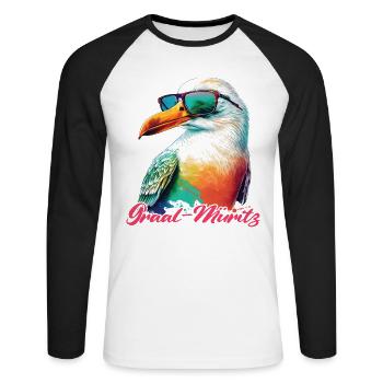Graal Müritz Urlaub coole Möwe mit Sonnenbrille - Unisex Baseballshirt langarm - Weiß/Schwarz - Vorne - Nik (191cm)