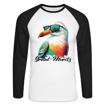 Graal Müritz vacances mouette fraîche avec lunettes de soleil - T-shirt baseball manches longues Homme - blanc/noir - Devant - Nik (191cm)