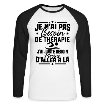 J'ai juste besoin d'aller à la piscine - T-shirt baseball manches longues Homme - blanc/noir - Devant - Nik (191cm)