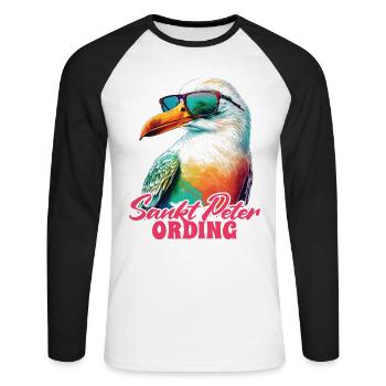 Sankt Peter Ording Holiday Seagull avec lunettes de soleil - T-shirt baseball manches longues Homme - blanc/noir - Devant - Nik (191cm)