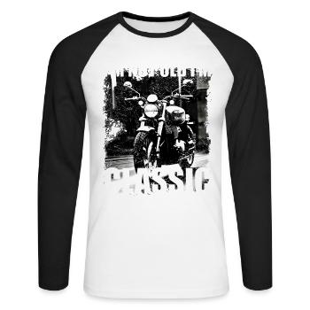 Motorrad i m not old I m classic - Unisex Baseballshirt langarm - Weiß/Schwarz - Vorne - Nik (191cm)