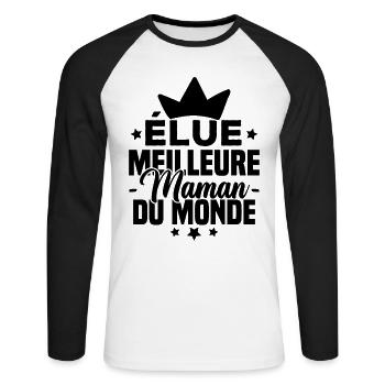 Élue meilleure maman du monde - T-shirt baseball manches longues Homme - blanc/noir - Devant - Nik (191cm)