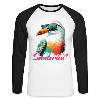Santorin Grèce vacances Mouette Lunettes de soleil - T-shirt baseball manches longues Homme - blanc/noir - Devant - Nik (191cm)