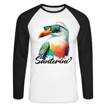 Santorin Grèce vacances Mouette Lunettes de soleil - T-shirt baseball manches longues Homme - blanc/noir - Devant - Nik (191cm)