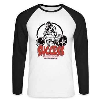 GYM No Excuses Body Building Fitness Gorilla - Unisex Long Sleeve Baseball T-Shirt - white/black - Front - Nik (191cm)