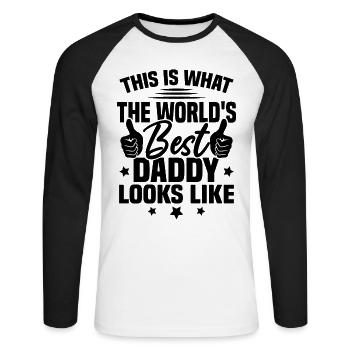 So sieht der beste Vater der Welt aus - Unisex Baseballshirt langarm - Weiß/Schwarz - Vorne - Nik (191cm)