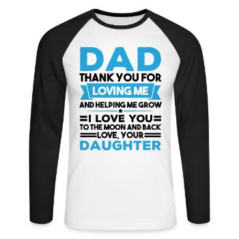 Cadeau père-fille - T-shirt baseball manches longues Homme - blanc/noir - Devant - Nik (191cm)