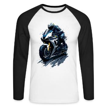 Sport motorcycle illustration - Unisex Long Sleeve Baseball T-Shirt - white/black - Front - Nik (191cm)