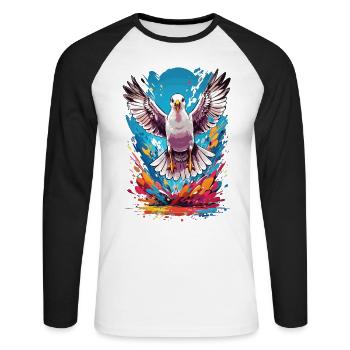 Möwe Sommer Urlaub - Unisex Baseballshirt langarm - Weiß/Schwarz - Vorne - Nik (191cm)