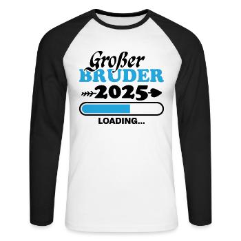 Großer Bruder 2025 - Unisex Baseballshirt langarm - Weiß/Schwarz - Vorne - Nik (191cm)