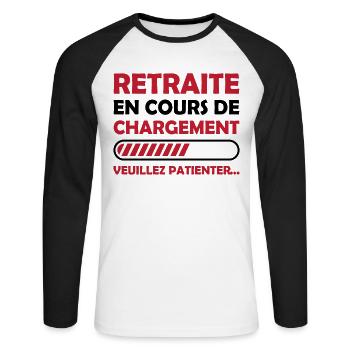 Retraite en cours de chargement - T-shirt baseball manches longues Homme - blanc/noir - Devant - Nik (191cm)
