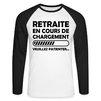 Retraite en cours de chargement - T-shirt baseball manches longues Homme - blanc/noir - Devant - Nik (191cm)