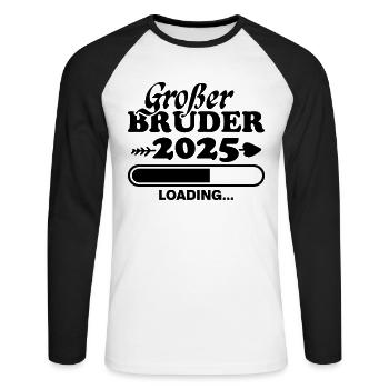 Großer Bruder 2025 - Unisex Baseballshirt langarm - Weiß/Schwarz - Vorne - Nik (191cm)