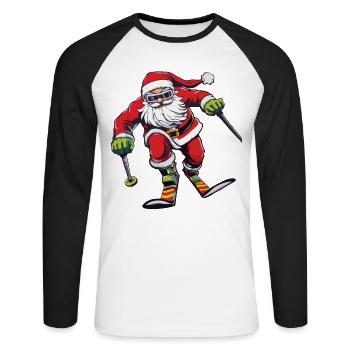 Ski Santa Clause Santa Claus - Unisex Long Sleeve Baseball T-Shirt - white/black - Front - Nik (191cm)