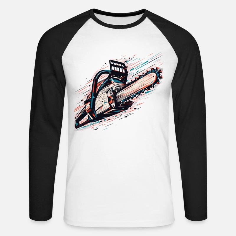 Vector Polygon Chainsaw - Unisex Long Sleeve Baseball T-Shirt - white/black