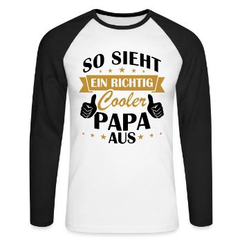 So sieht ein richtig cooler papa aus - Unisex Baseballshirt langarm - Weiß/Schwarz - Vorne - Nik (191cm)