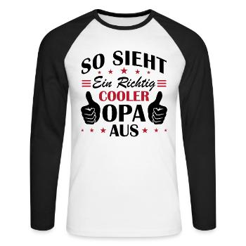 So sieht ein richtig cooler opa aus - Unisex Baseballshirt langarm - Weiß/Schwarz - Vorne - Nik (191cm)