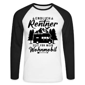 Endlich rentner zeit für mein wohnmobil - Unisex Baseballshirt langarm - Weiß/Schwarz - Vorne - Nik (191cm)