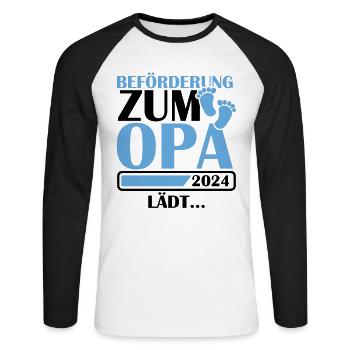 Beförderung zum Opa 2024 - Unisex Baseballshirt langarm - Weiß/Schwarz - Vorne - Nik (191cm)