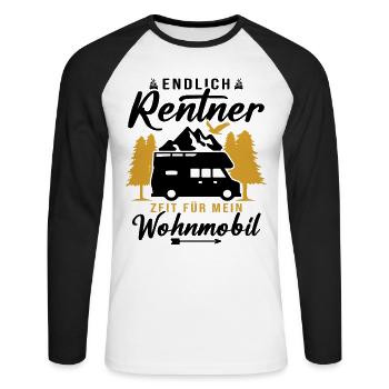 Endlich rentner zeit für mein wohnmobil - Unisex Baseballshirt langarm - Weiß/Schwarz - Vorne - Nik (191cm)