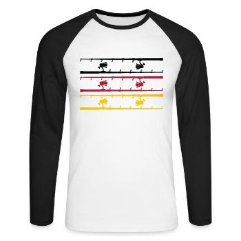 angelrute mit deutschlandflagge - Unisex Baseballshirt langarm - Weiß/Schwarz - Vorne - Nik (191cm)