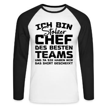 Stolzer Chef Des Besten Teams Shirt Geschenkt Fun - Unisex Baseballshirt langarm - Weiß/Schwarz - Vorne - Nik (191cm)
