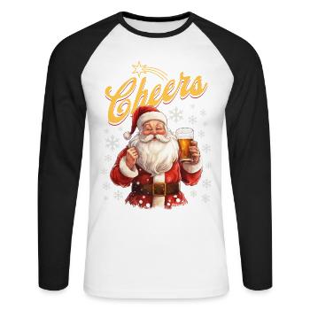 Weihnachtsmann Bier Glühwein Schnaps Alkohol Prost - Unisex Baseballshirt langarm - Weiß/Schwarz - Vorne - Nik (191cm)
