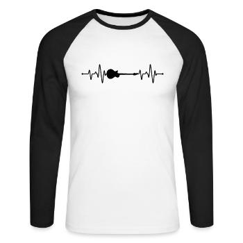 Guitar Heartbeat - Unisex Long Sleeve Baseball T-Shirt - white/black - Front - Nik (191cm)
