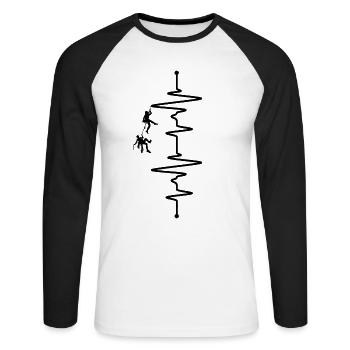 Battement de cœur du grimpeur - T-shirt baseball manches longues Homme - blanc/noir - Devant - Nik (191cm)