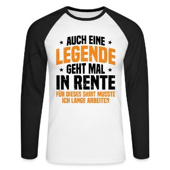 Auch Eine Legende Geht Mal In Rente Geschenk Rente - Unisex Baseballshirt langarm - Weiß/Schwarz - Vorne - Nik (191cm)