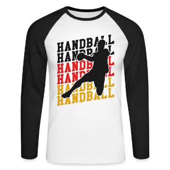Handball Team Germany Flag Handball Player - Unisex Long Sleeve Baseball T-Shirt - white/black - Front - Nik (191cm)